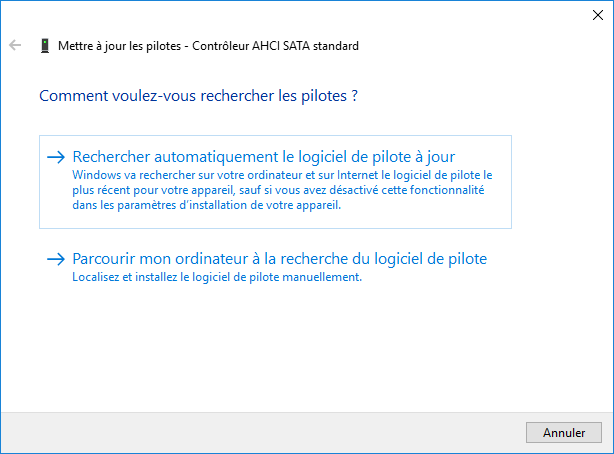 Rechercher automatiquement le logiciel de pilote à jour