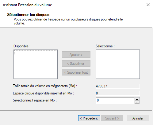 extension du volume