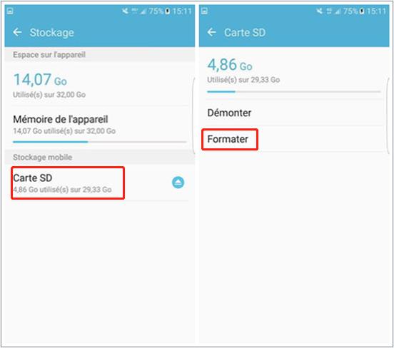 formater la carte sd du téléphone mobile