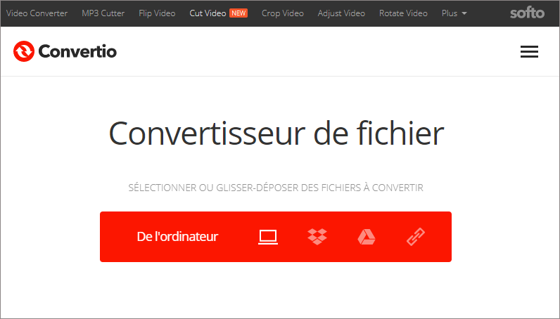 convertir les formats audio sur le site convertio