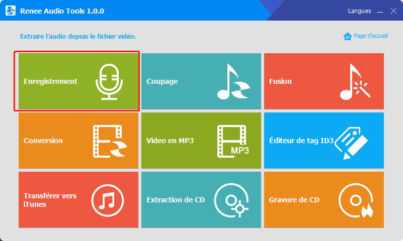 cliquer sur enregistrement audio tools