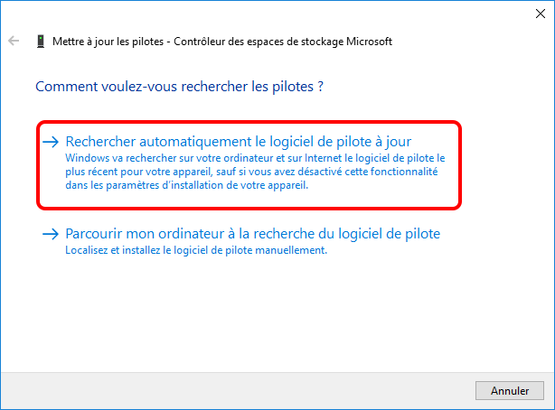 rechercher automatiquement les pilotes