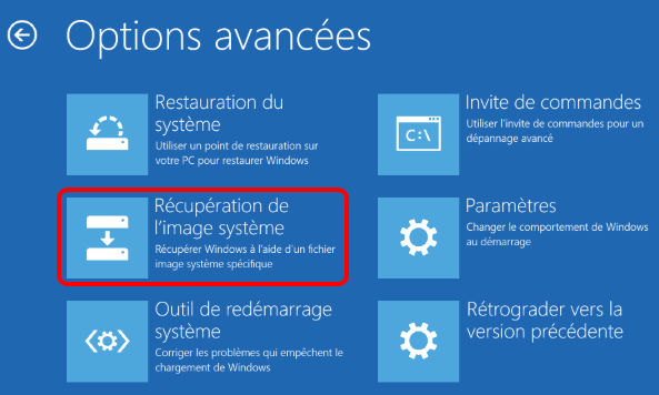 lancer la récupération de l'image système