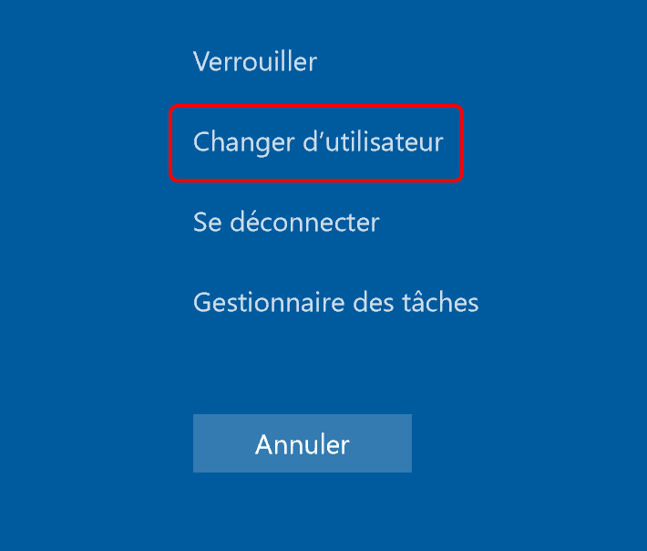 changer d'utilisateur de Windows