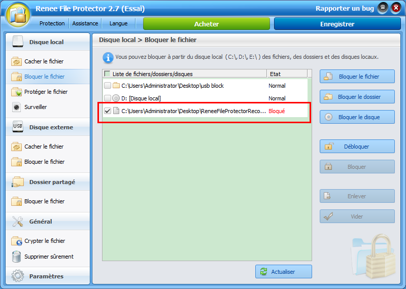 Renee File Protector verrouiller le fichier