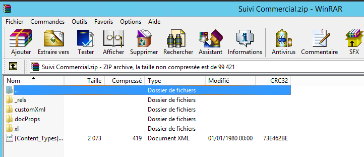 vérifier les informations du fichier ZIP