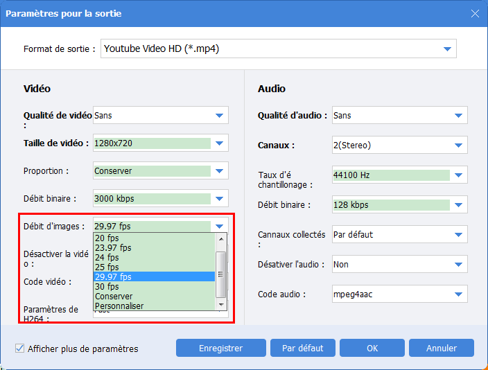 changer la fréquence d'images