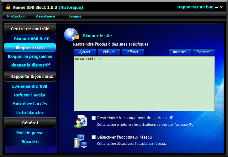 comment bloquer un site web avec Renee USB Block