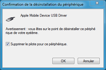 confirmer a desinstaller appareil