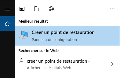 taper Créer un point de restauration