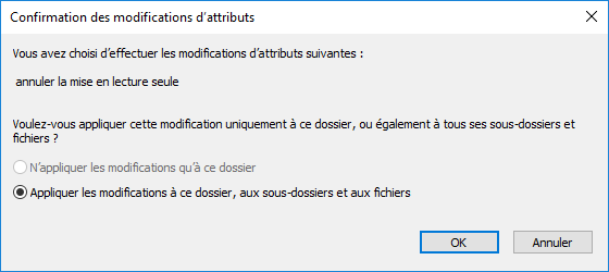 confirmer les modifications d'attributs