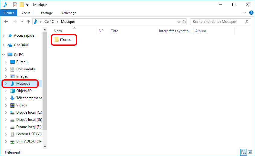 trouver le dossier iTunes