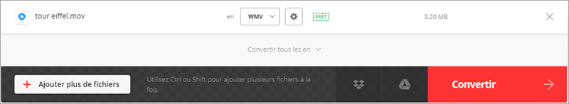 cliquer sur convertir pour lancer la conversion