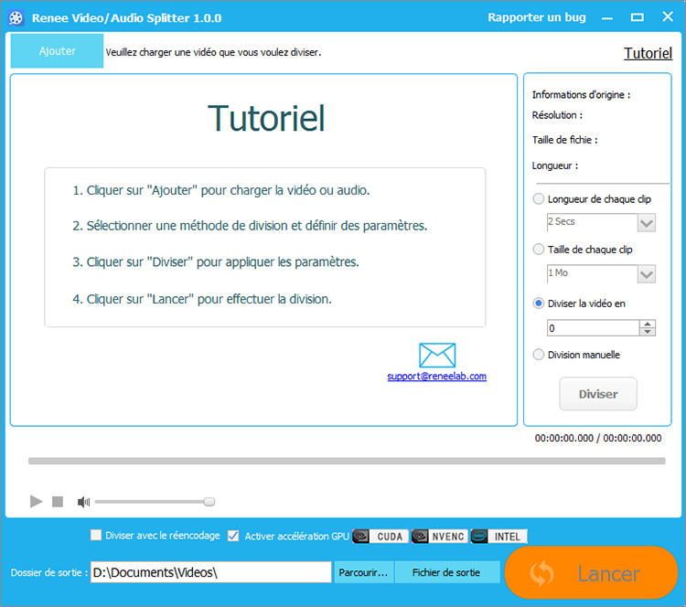 ajouter le fichier vidéo à diviser