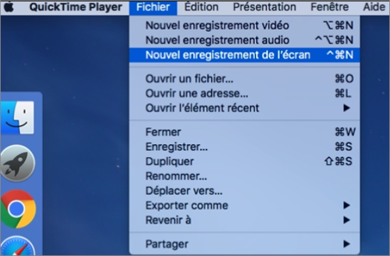 enregistrer l'écran avec Quicktime sur un Mac