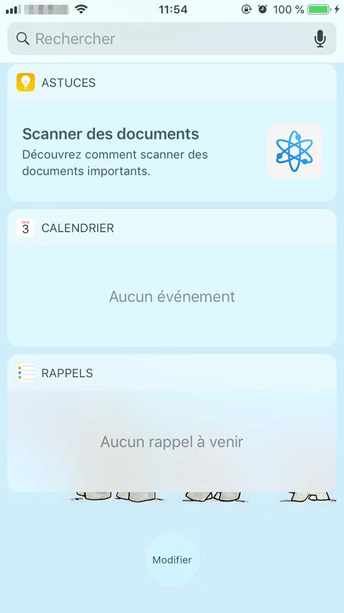 Widgets sur iPhone