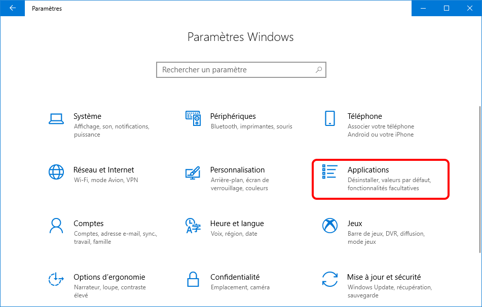 ouvrir Application sur Windows