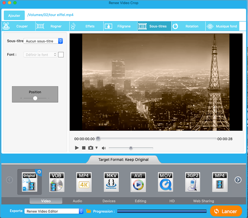 ajouter des sous-titres Renee Video Editor en version Mac