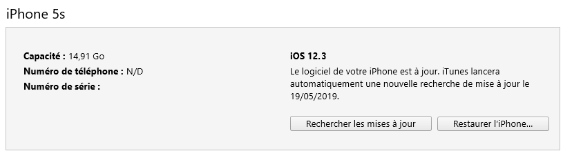 rétrograder la version iOS avec iTunes