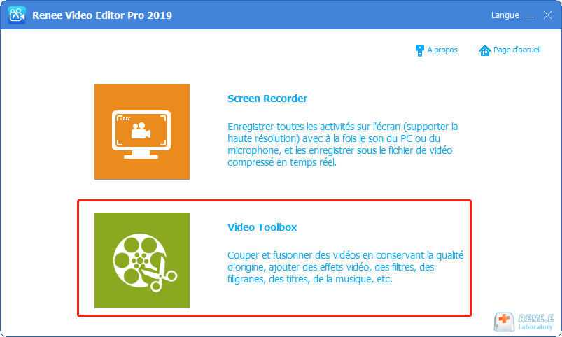 fonction d'édition vidéo de Renee Video Editor Pro