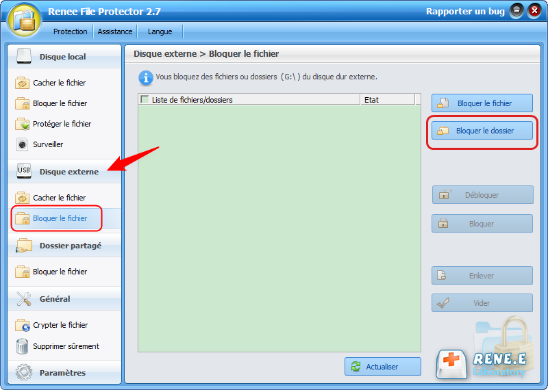 bloquer un disque externe