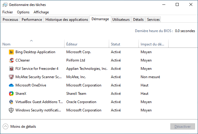 modifier les tâches sous Windows