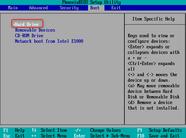Modifier la séquence de démarrage dans le BIOS
