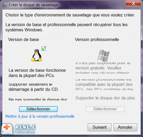 créer le disque de sauvetage