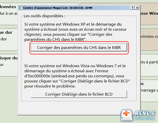 Réparer les paramètres CHS dans MBR
