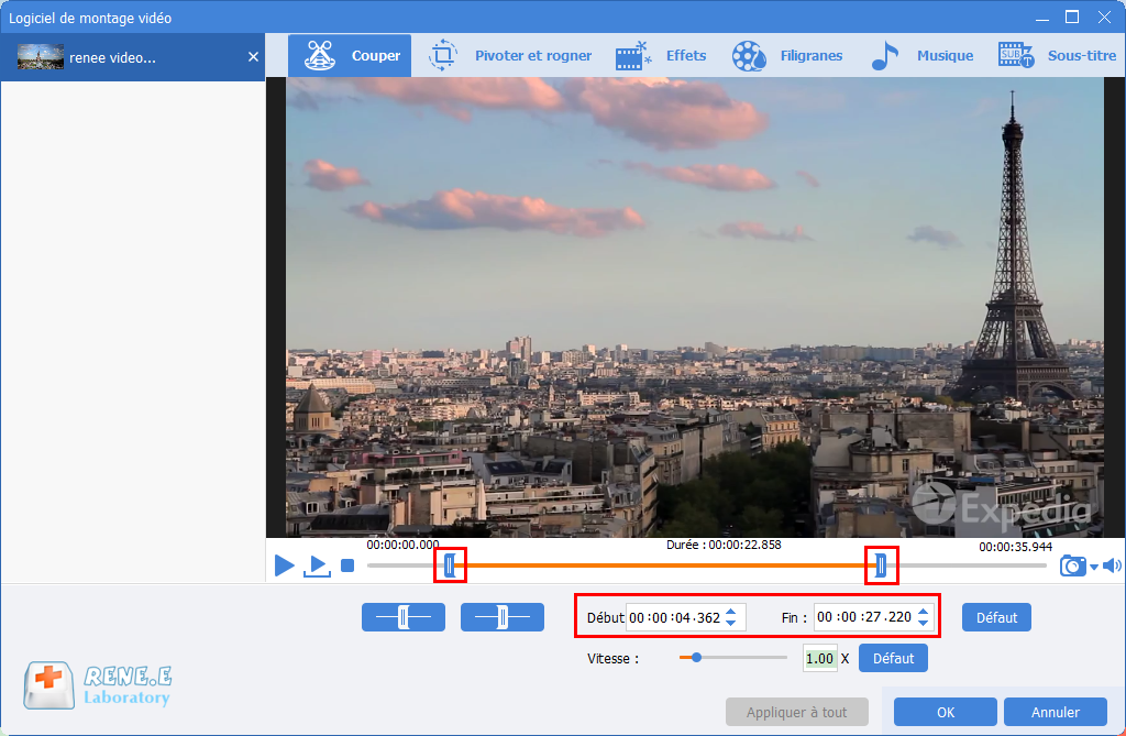 couper le fichier MP4 avec Renee Video Editor Pro