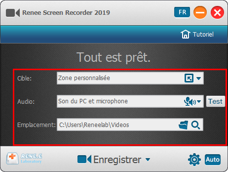 avant l'enregistrement de l'écran