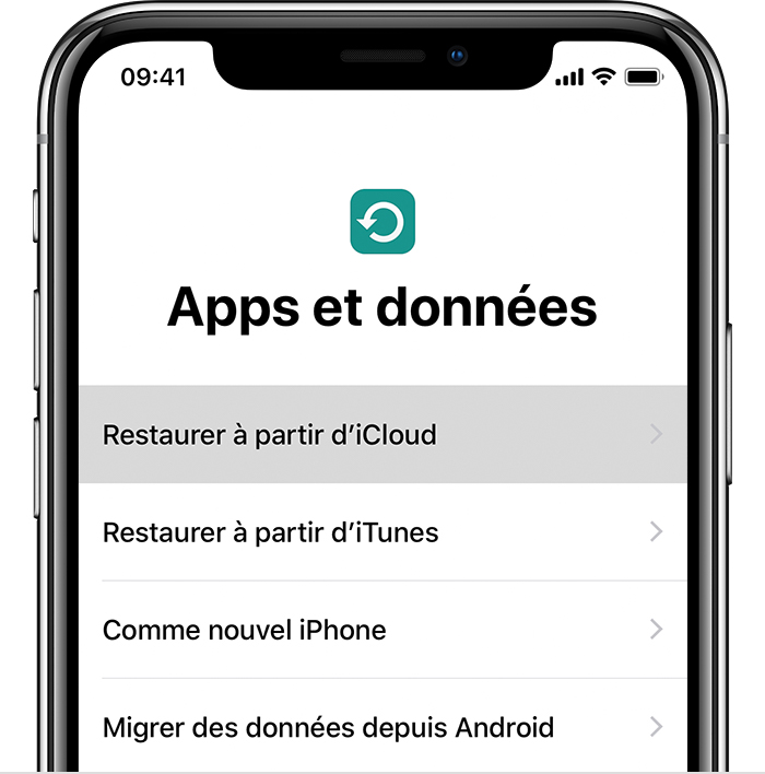 restaurer les apps et données à partir d'iCloud