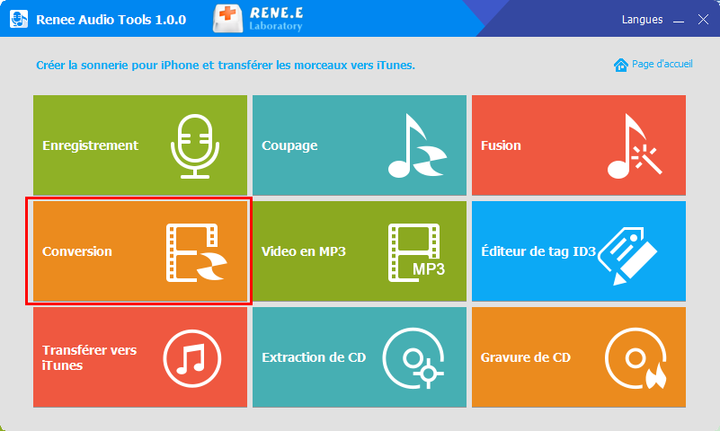 fonctionnalité de conversion de Renee Audio Tools