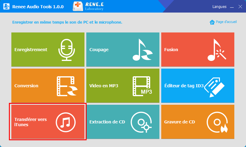 transférer la musique vers iTunes avec Renee Audio Tools