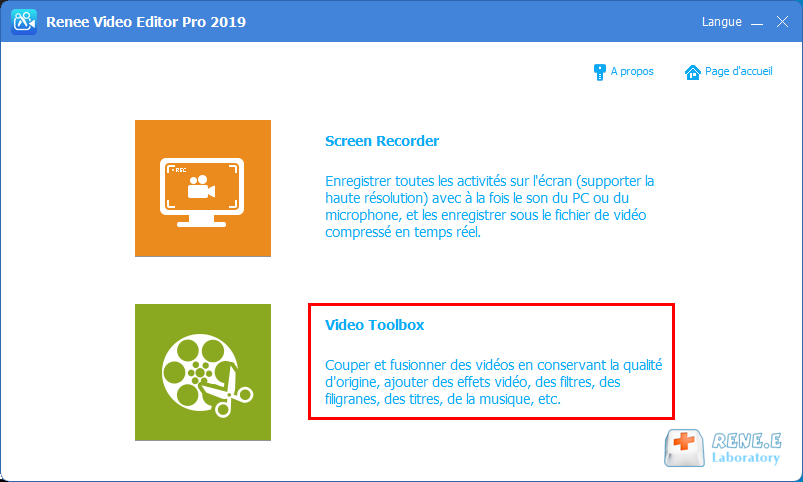 fonctionnalité de montage de vidéo de Renee Video Editor Pro