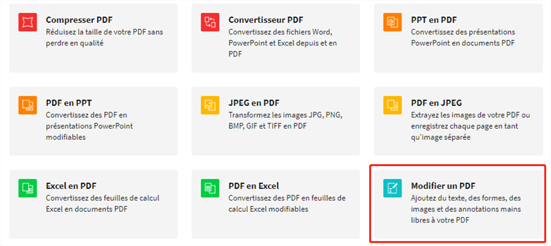 modifier le fichier PDF via Smallpdf