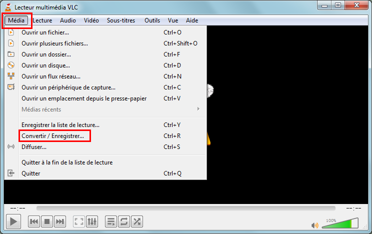 convertir le fichier avec VLC media player