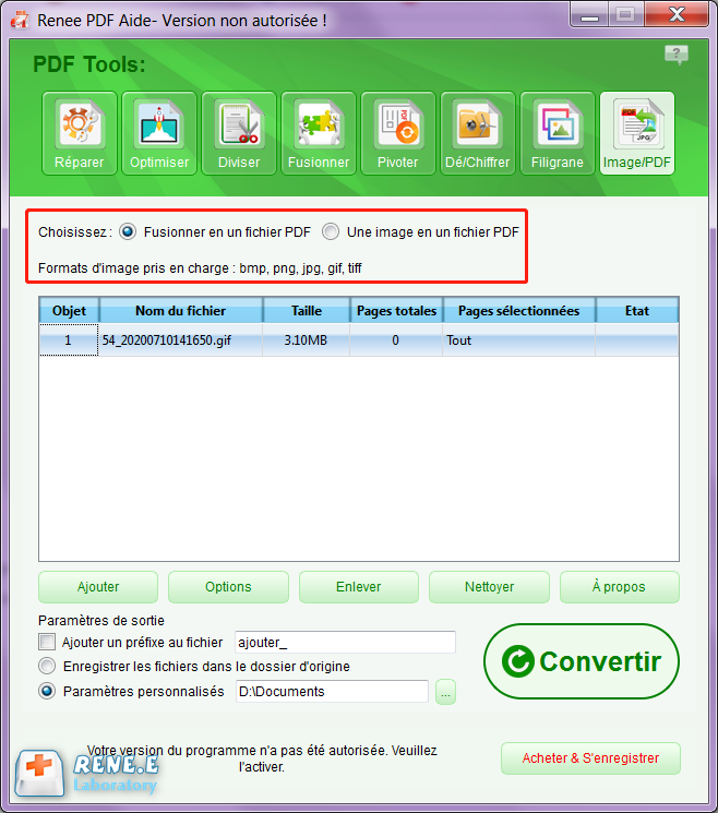 configurer le paramètre