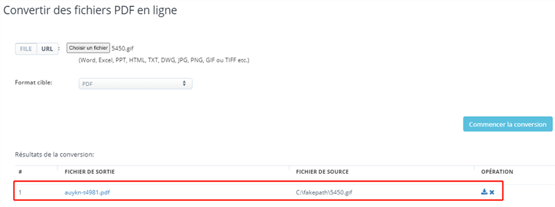 convertir le fichier GIF en PDF
