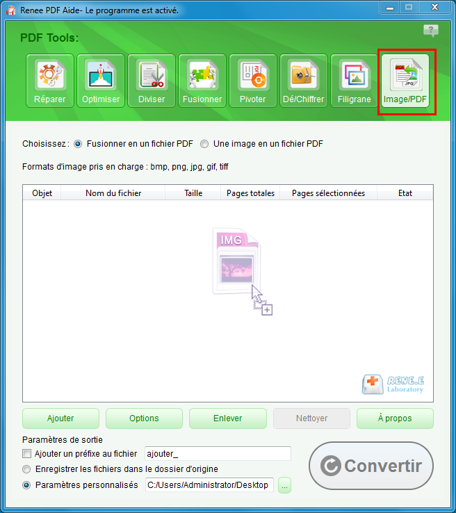 ajouter un fichier image dans Renee PDF Aide