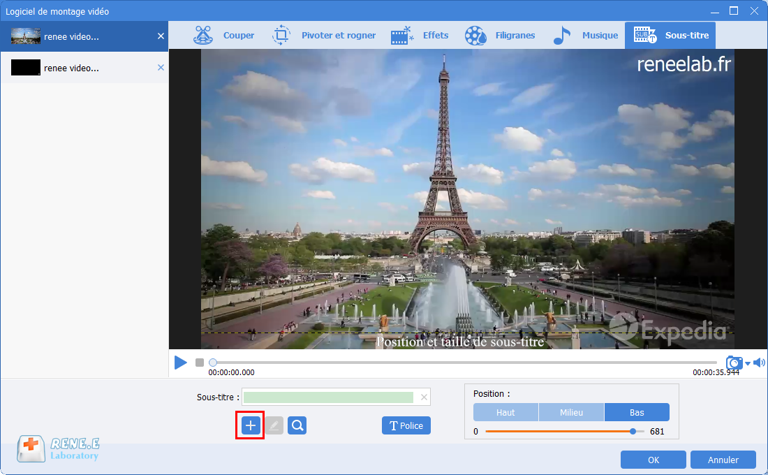 ajouter le sous-titre dans la vidéo avec Renee Video Editor Pro