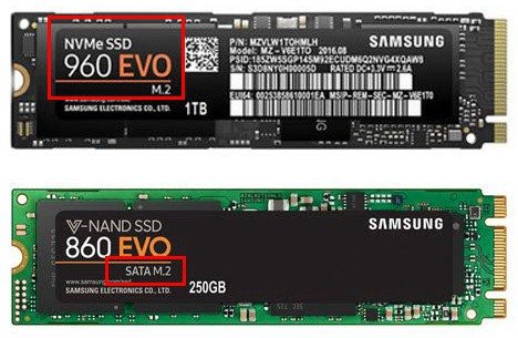 SSD SATA M.2 et NVMe