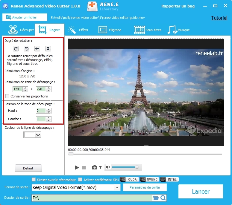 rogner une vidéo avec Renee Video Editor