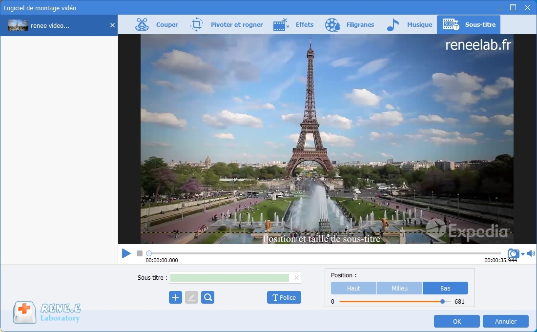 ajouter le sous-titre dans la vidéo avec Renee Video Editor Pro