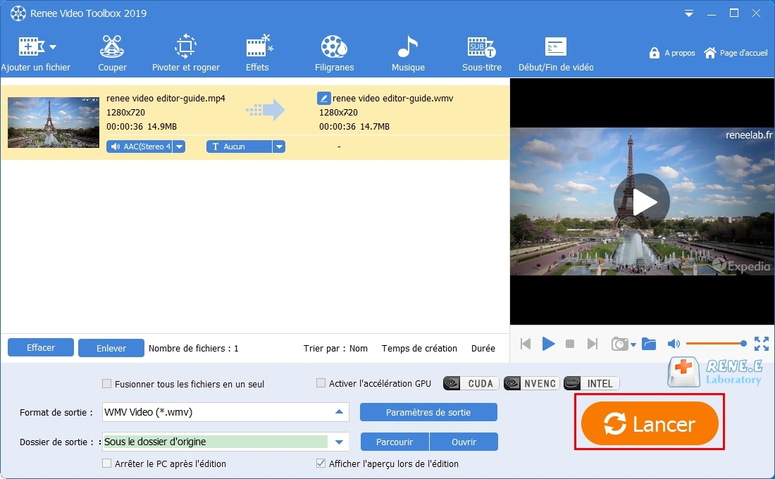 exporter la vidéo modifiée avec Renee Video Editor Pro