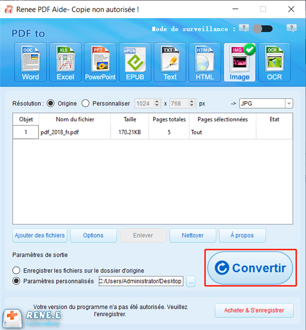 lancer la conversion du PDF en Image