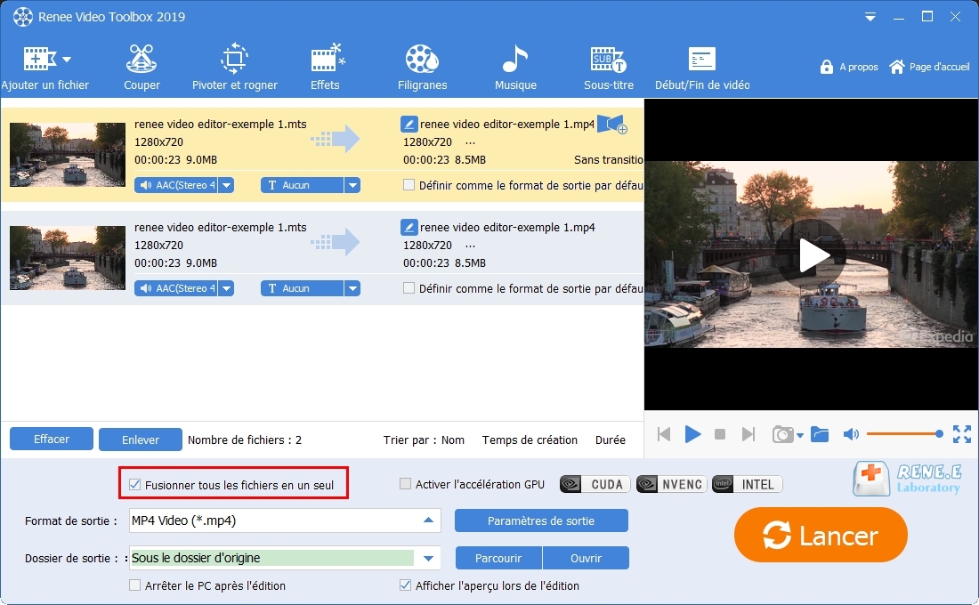 fusionner les fichiers MTS avec Renee Video Editor Pro