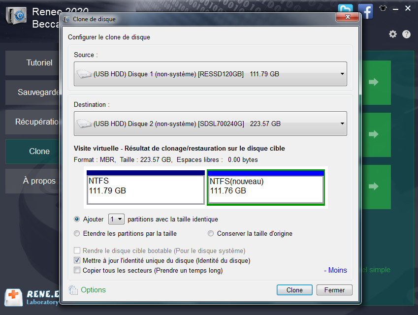 cloner le disque dur avec Renee Becca