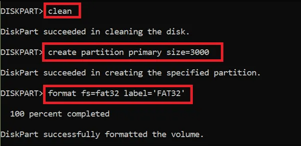 taper les commandes pour effacer le disque