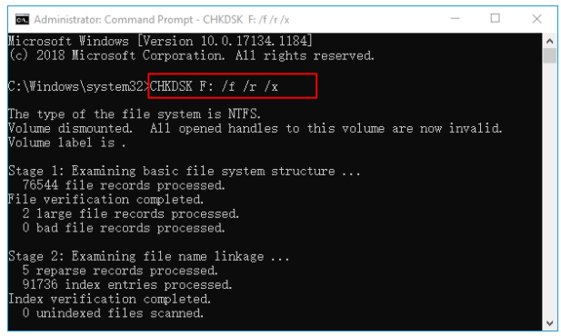 réparer le disque dur avec la commande chkdsk